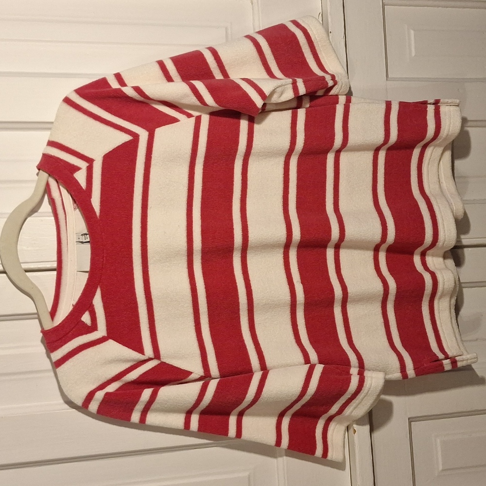 ICHI Dark Pink and White Striped Top